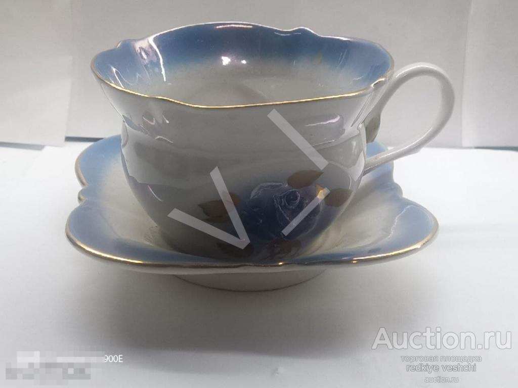 - нечастая чайная/кофейная пара объемный рисунок цветы Коростенский фарфор КПЗ№74