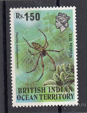 BRITISH INDIAN OCEAN TERRITORY  BIOT  Насекомые Паук № 56  Концовка 1973 Сост**  MNH