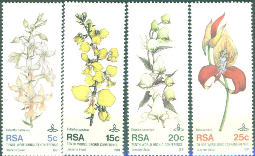 ЮАР 1981 г. серия   Флора Цветы Орхидеи негашеная**