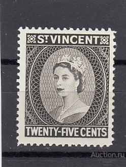 ST. VINCENT  ВИНСЕНТ  Королева  № 193  1964 Сост* Наклейка!!