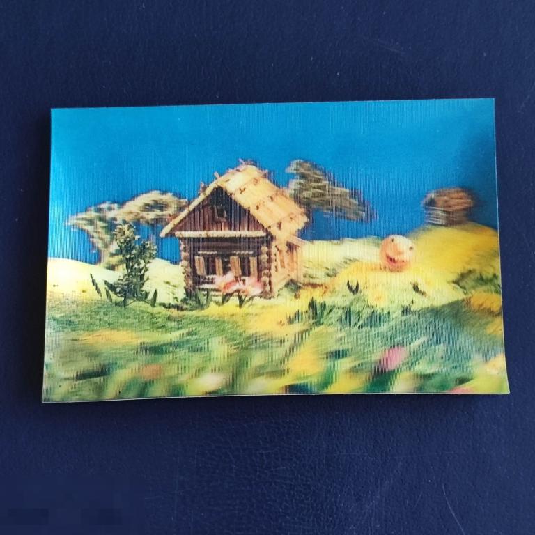 Календарик стерео Колобок 1992 Поклад мультфильм 3D объемный переливной мультик 