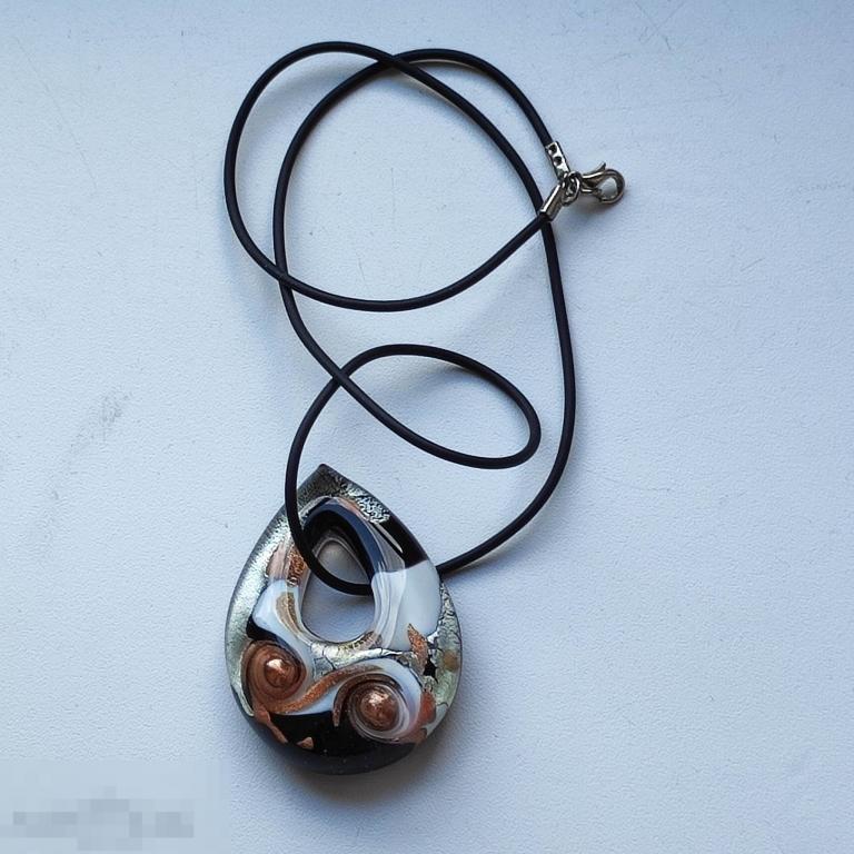 КУЛОН  БОЛЬШОЙ  ВИНТАЖНЫЙ  КАПЛЯ  ИТАЛИЯ  ПОДВЕСКА  ГЛАЗ ОТ СГЛАЗА  ПЕРЛАМУТРОВЫЙ СЕРЕБРО ITALY 