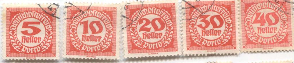 1920 Австрия порто марки Номиналы 6м.гаш