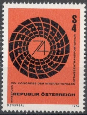 Австрия, 1974, № 1453, € 0,8, MNH, полн., Конгресс Международного союза автомобильного транспорта