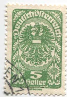 1919 Австрия Стандарт орел 5геллеров .гаш