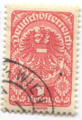 1919 Австрия Стандарт орел 1 крона .гаш
