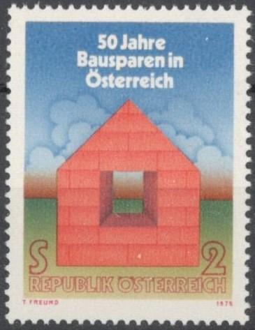 Австрия, 1975, № 1497, € 0,4, MNH, полн., 50-летие строительных сбережений в Австрии