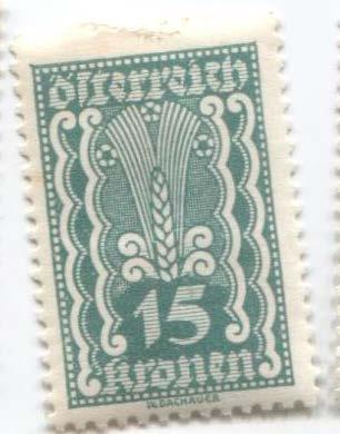 1919 Австрия Стандарт колос 15 кроны.*