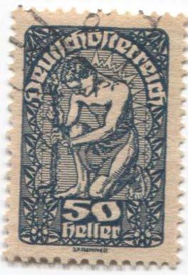 1919  Австрия Стандарт садовник 50 геллера.гаш