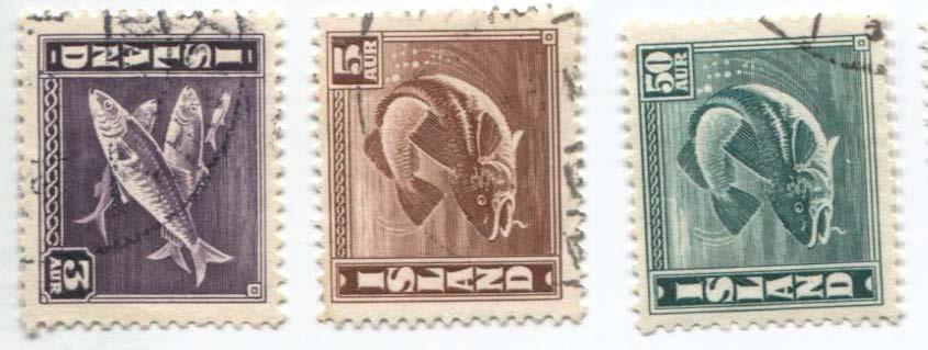 1939-43  Исландия Рыбы 3м.гаш