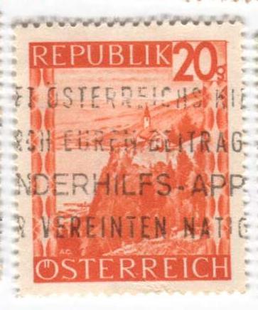 1947 Австрия Церковь на горе Ворарлберг.гаш