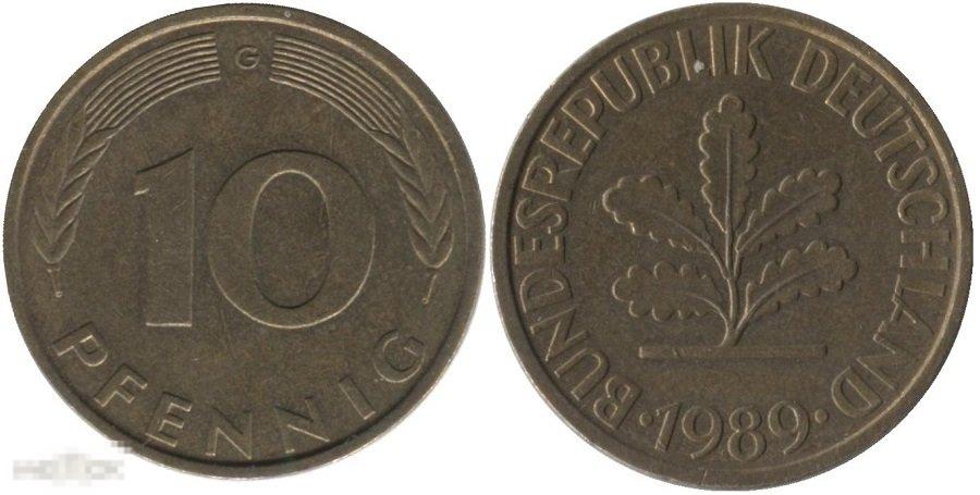 10 пфеннигов Германии 1989 г. G 