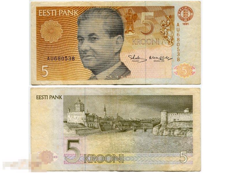 5 крон Эстонии 1991 г. 