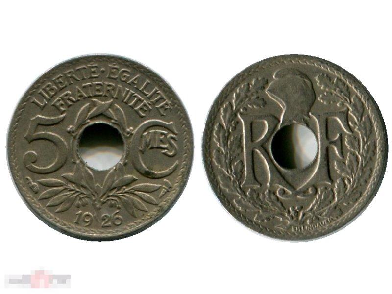 5 сантимов Франции 1926 г. 