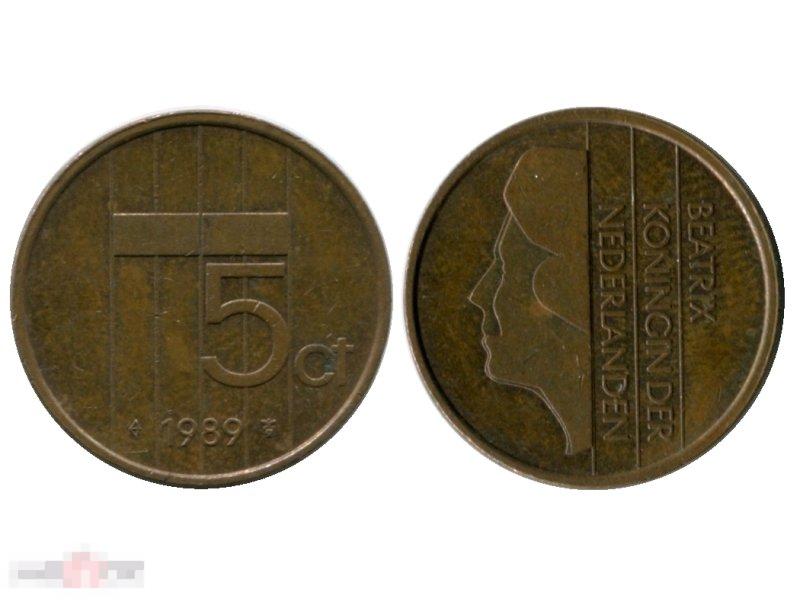 5 центов Нидерландов 1989 г. 