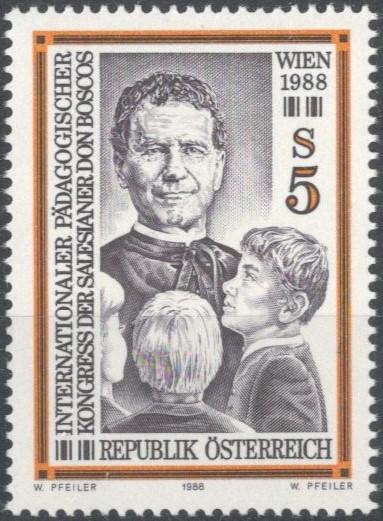 Австрия, 1988, № 1909, € 0,8, MNH, полн.,междунар. педагогический конгресс салезианцев Дона Боско