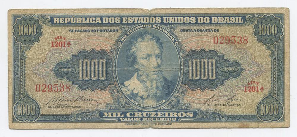 БРАЗИЛИЯ 1000 КРУЗЕЙРО ND(1953-59) F
