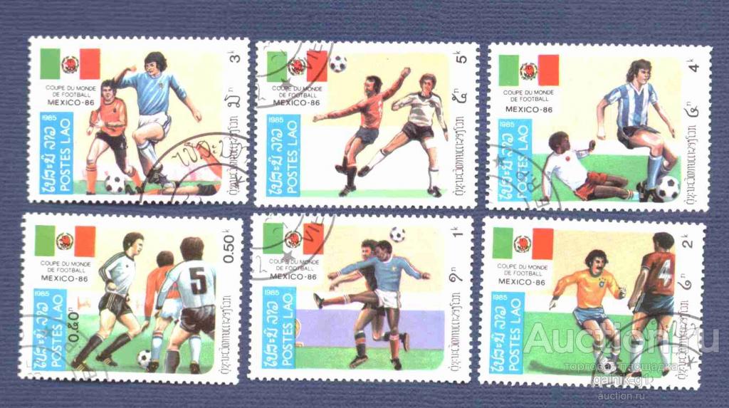 Лаос    гашеная  1986  год   спорт   футбол       №  3985