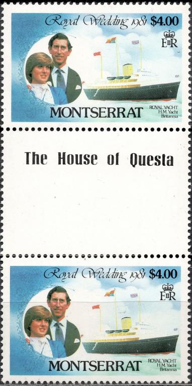 ❤1981 Монтсеррат Королевская Свадьба Принц Чарльз и Диана Сцепка MNH OG