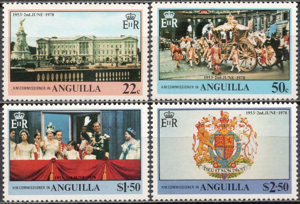 ❤1978 Ангилья Юбилей Коронации Mi 313-316 (Полная серия) MNH OG