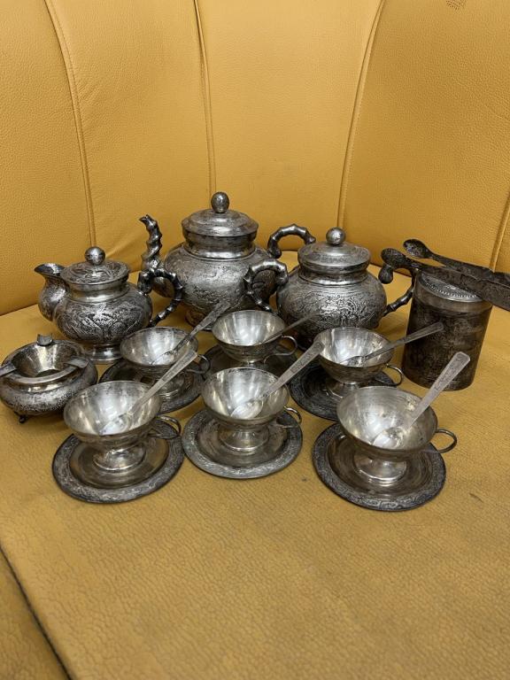 кофейный сервиз. глубокое посеребрение. конец 70х годов 20в. Кампучия. 24 предмета