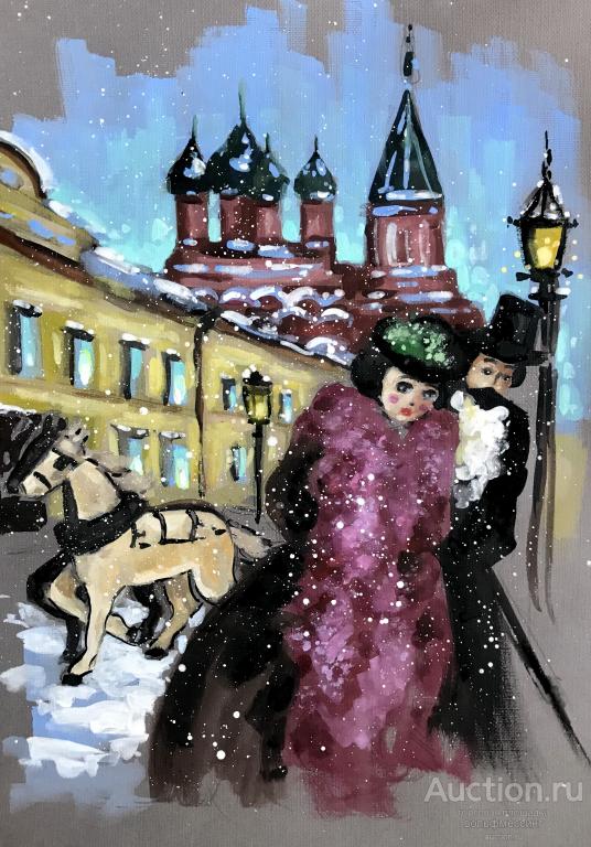 Акварель, Старая Москва, формат А4, художник А. Шуберт