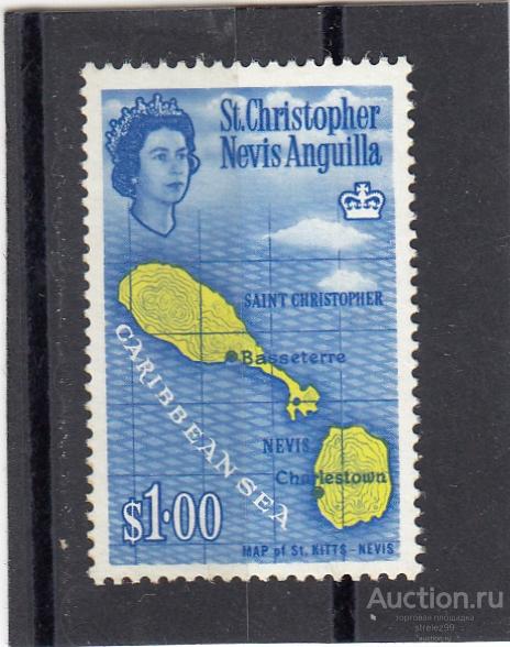 ST. CHRISTOPHER NEVIS ANGUILLA  НЭВИС   Карта  № 151y  1963  Сост** MNH