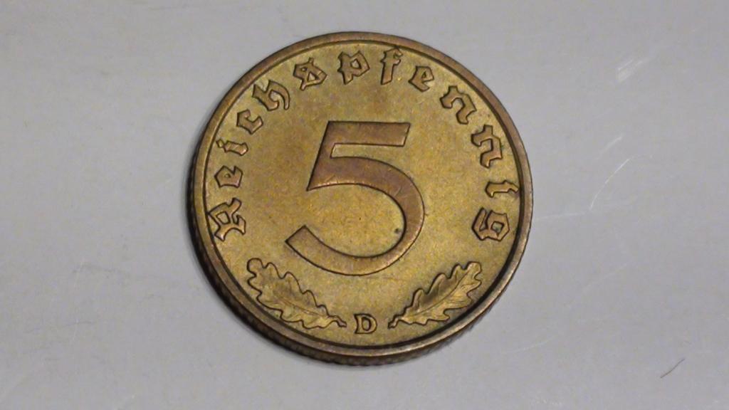5 пфеннигов 1936 D 3 рейх Германия (2)