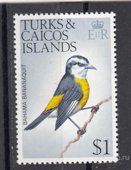TURKS & CAICOS ISLANDS КАЙКОС  Фауна Птицы  № 320х  1973  Сост* Наклейка!!