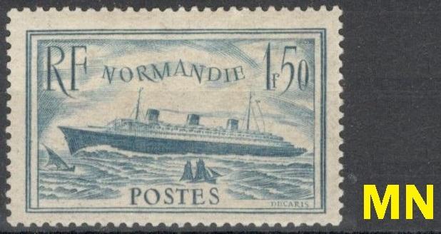 Франция, 1936, № 316, € 72, MN, полн., корабли, достижение "Голубой ленты" "Нормандией"
