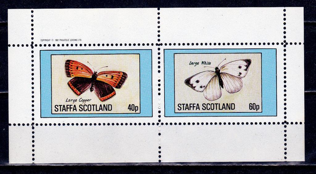 Марки Эйнхаллоу Шотландия 1982 г. Бабочки Блок MNH ** OG Фауна