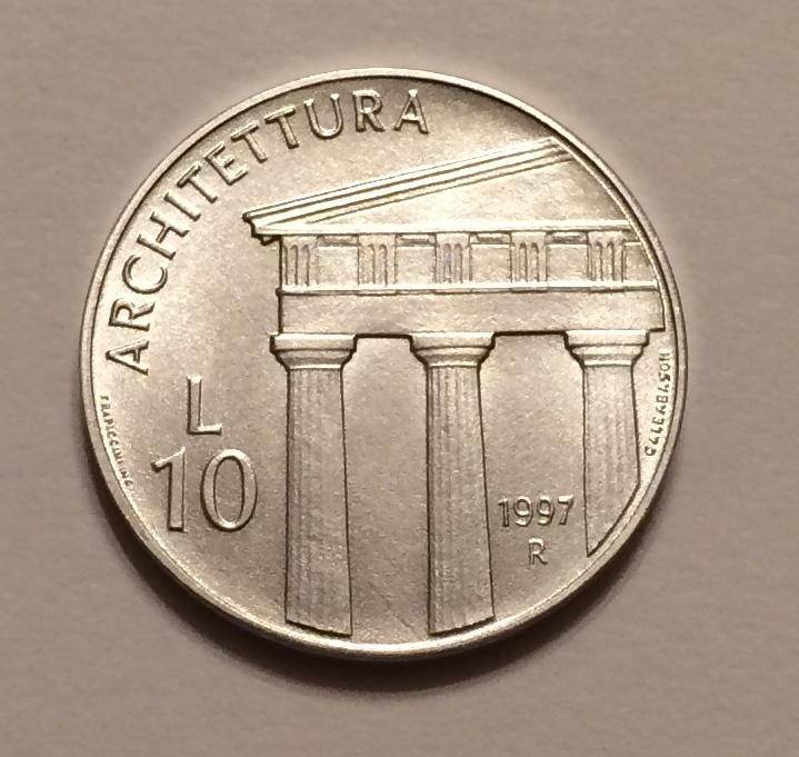 САН-МАРИНО 10 ЛИР 1997 АРХИТЕКТУРА UNC (2)