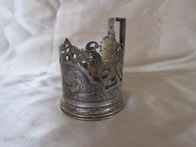 Серебро Подстаканник Серебро 875 пр, чернь, золочение СССР 1958 год