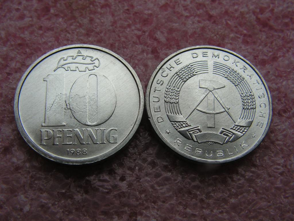 -Брак-Германия/ГДР 10 пфеннигов 1988 unc 3ма / засорение штемпеля