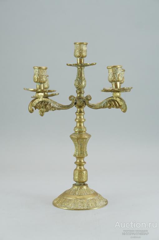 Роскошный золоченый канделябр на пять свечей 23АБ0497