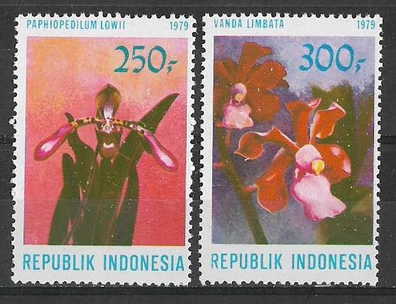 Индонезия 1979 г.  Орхидеи Растения Цветы Флора (Из блока) **