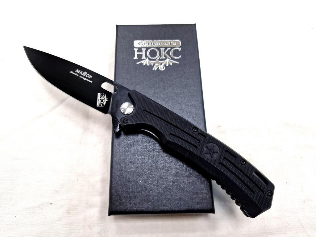 СКЛАДНОЙ НОЖ НОКС МАЙОР (ЧЕРНЫЙ КЛИНОК) СТАЛЬ D2 РУКОЯТЬ G10 + ФУТЛЯР