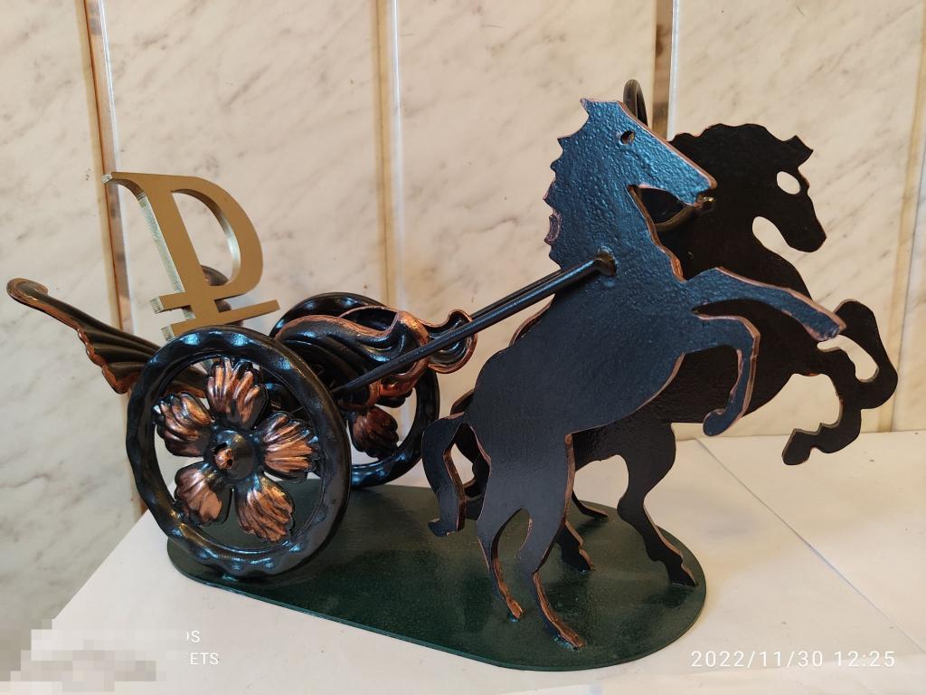 Настольная композиция "Символы России". Русская тройка.Кабинетная.Металл (3) 