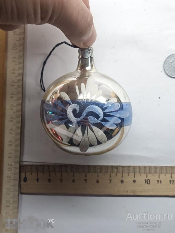 - Елочная игрушка шар узор глинка ? стекло СССР (КЁИ№29) 