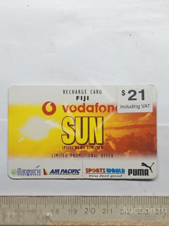 - Таксофонная карта иностранная Vodafone Fast fone SUN Fiji Фиджи ЗАДК 