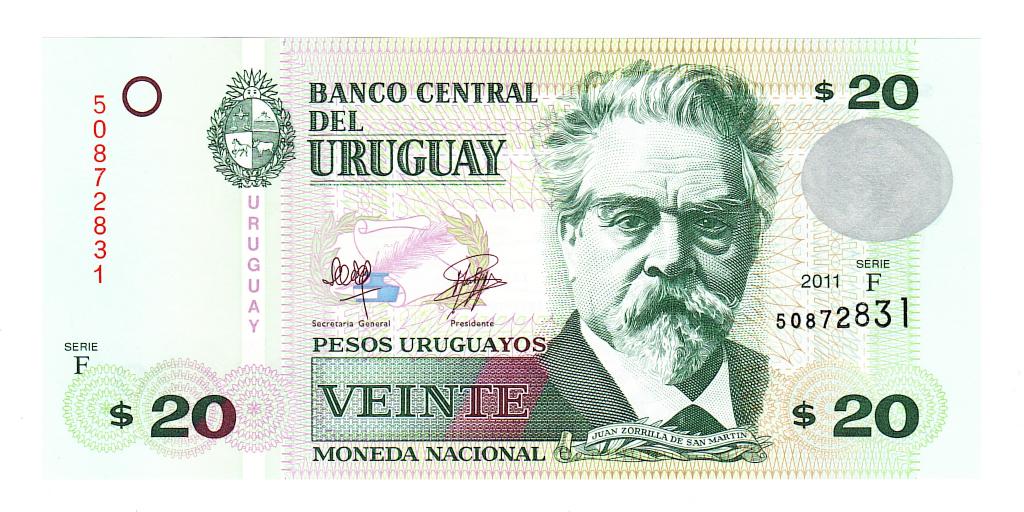 Уругвай 20 песо 2011 год бона