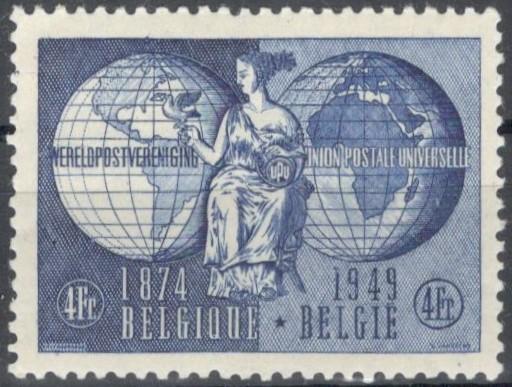 Бельгия, 1949, № 852, € 4,2 ,MNH, полн., 75 лет Всемирной почтовой ассоциации (UPU)