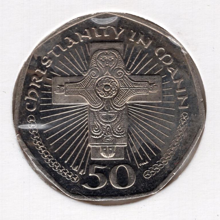 50 пенсов - Остров Мэн - 2000 - Крест - Елизавета II - KM#1050