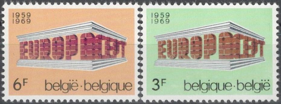Бельгия, 1969, № 1546,1547, € 1, MNH, полн., Europa CEPT