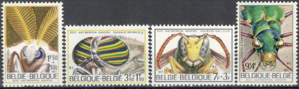 Бельгия, 1971, № 1663-1666, € 2, MNH, полн., фауна, насекомые