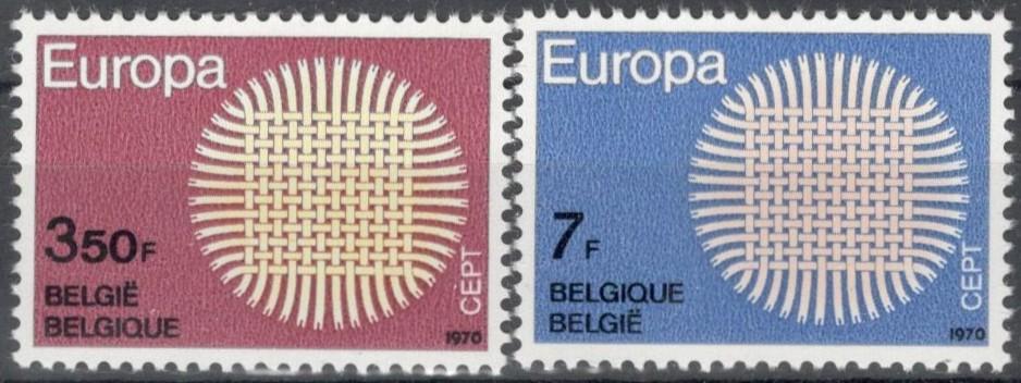Бельгия, 1970, № 1587,1588, € 1, MNH, полн.,Europa CEPT