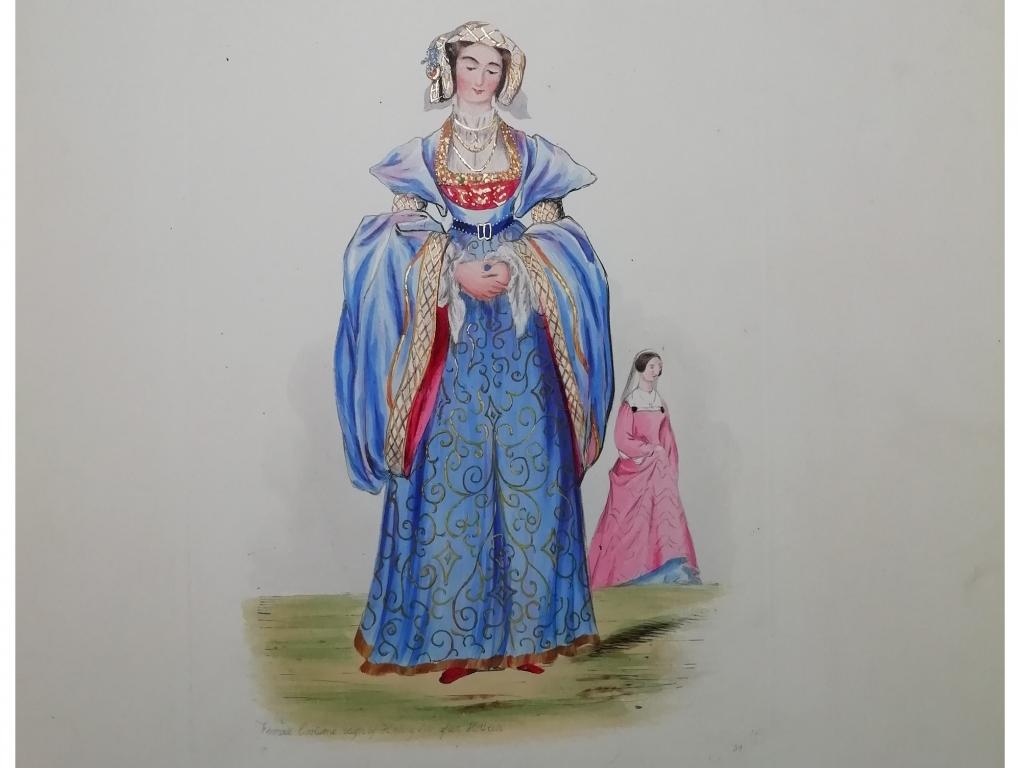 1842 год. Гражданская одежда Англии. 61 цветная гравюра, в т.ч. иллюминированные. 31х24см