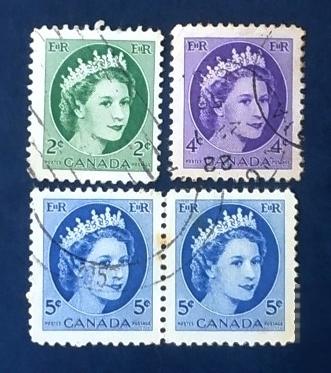 Канада 1954 Королева Елизавета II Sc# 338, 340, 341 Used