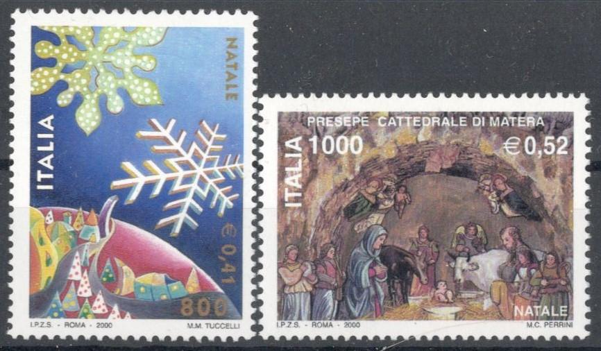 Италия, 2000, № 2737,2738, € 2,5, MNH, полн., Рождество