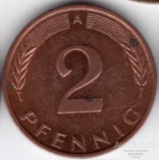 Германия 2 пфеннига 1991 года G